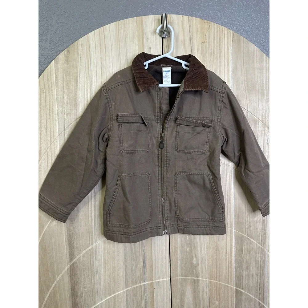 Gymboree‎ Kids Brown barn jacket Canvas Corduroy Collar Coat Jacket Size 6